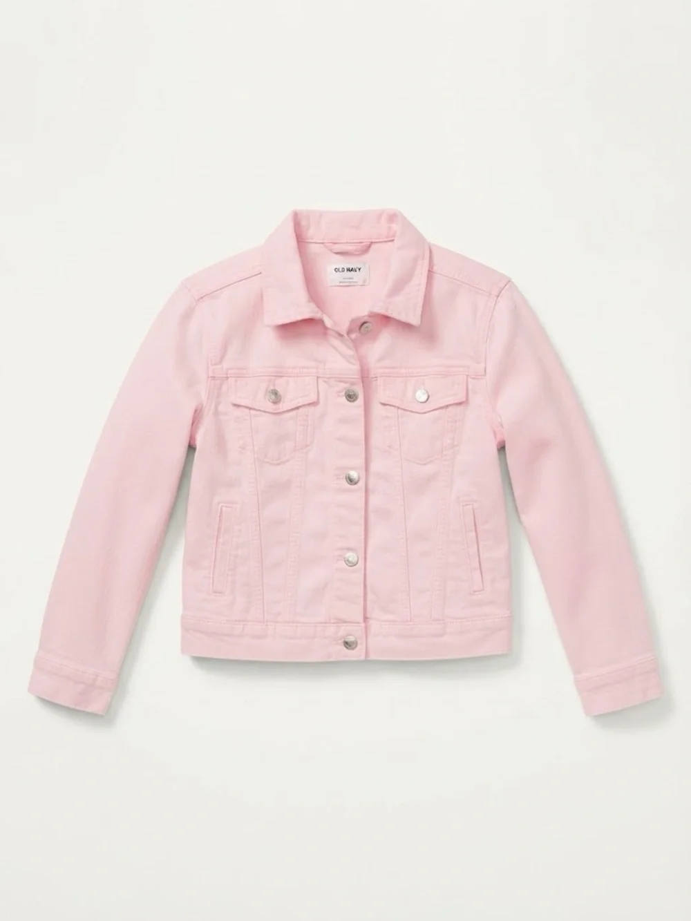 ✨UPCYCLED Girls' Light Pink Floral Embroidered Denim Jacket with Mesh Panels